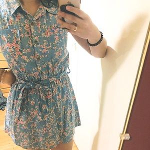 Pink and blue sleeveless floral dress
